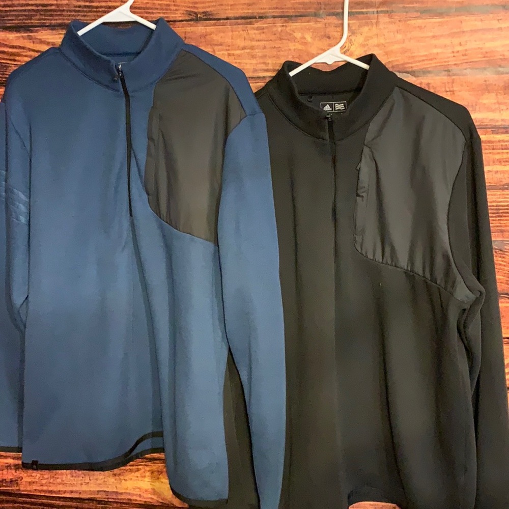 Adidas MENS half zip dark blue and black two in bundle SALE ! Both Large size